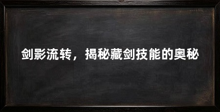 剑影流转,揭秘藏剑技能的奥秘