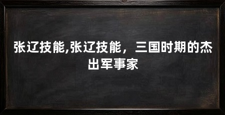 张辽技能,张辽技能,三国时期的杰出军事家