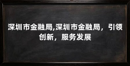 深圳市金融局,深圳市金融局,引领创新,服务发展