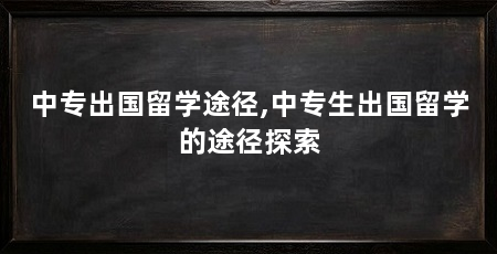 中专出国留学途径,中专生出国留学的途径探索