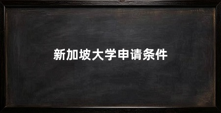 新加坡大学申请条件