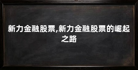 新力金融股票,新力金融股票的崛起之路