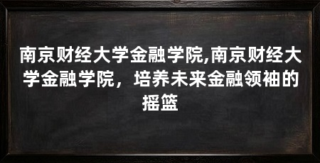南京财经大学金融学院,南京财经大学金融学院,培养未来金融领袖的摇篮