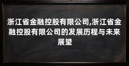 浙江省金融控股有限公司,浙江省金融控股有限公司的发展历程与未来展望