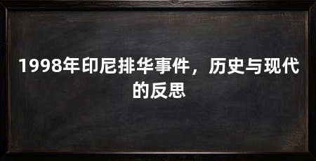1998年印尼排华事件,历史与现代的反思