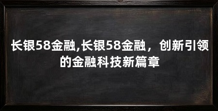 长银58金融,长银58金融,创新引领的金融科技新篇章