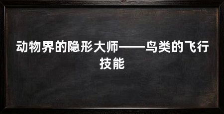 动物界的隐形大师——鸟类的飞行技能