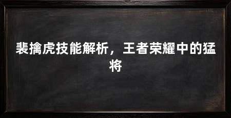 裴擒虎技能解析，王者荣耀中的猛将