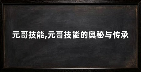 元哥技能,元哥技能的奥秘与传承