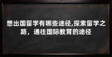想出国留学有哪些途径,探索留学之路，通往国际教育的途径