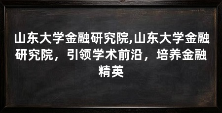 山东大学金融研究院,山东大学金融研究院，引领学术前沿，培养金融精英
