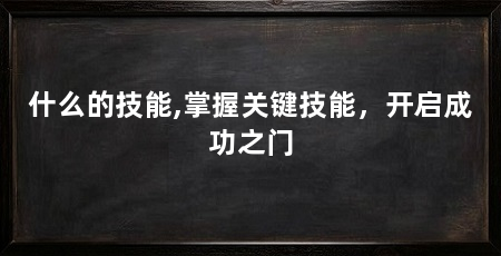 什么的技能,掌握关键技能,开启成功之门