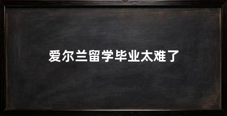 爱尔兰留学毕业太难了