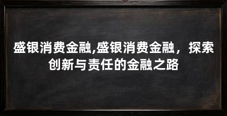 盛银消费金融,盛银消费金融，探索创新与责任的金融之路