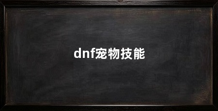dnf宠物技能