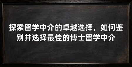 探索留学中介的卓越选择,如何鉴别并选择最佳的博士留学中介