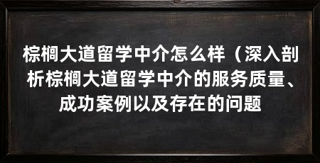 棕榈大道留学中介怎么样(深入剖析棕榈大道留学中介的服务质量、成功案例以及存在的问题