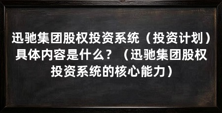 迅驰集团股权投资系统(投资计划)具体内容是什么?(迅驰集团股权投资系统的核心能力)