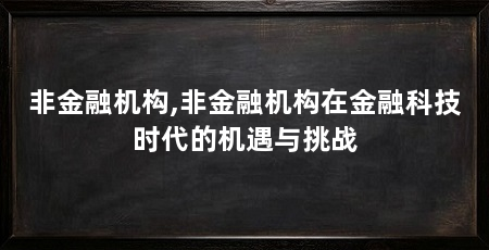 非金融机构,非金融机构在金融科技时代的机遇与挑战