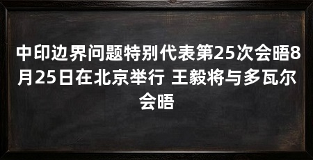 中印边界问题特别代表第25次会晤8月25日在北京举行 王毅将与多瓦尔会晤