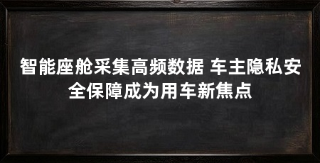 智能座舱采集高频数据 车主隐私安全保障成为用车新焦点