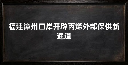 福建漳州口岸开辟丙烯外部保供新通道