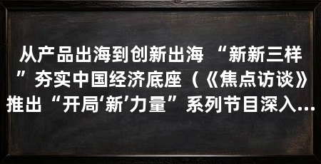 从产品出海到创新出海 “新新三样”夯实中国经济底座(《焦点访谈》推出“开局‘新’力量”系列节目深入产业一线