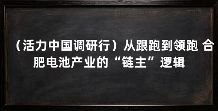 （活力中国调研行）从跟跑到领跑 合肥电池产业的“链主”逻辑