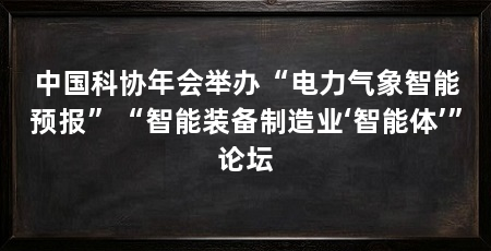 中国科协年会举办“电力气象智能预报”“智能装备制造业‘智能体’”论坛