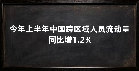 今年上半年中国跨区域人员流动量同比增1.2%