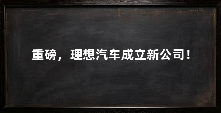 重磅,理想汽车成立新公司!