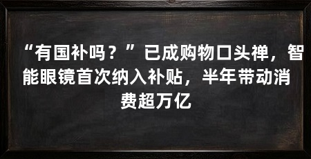 “有国补吗？”已成购物口头禅，智能眼镜首次纳入补贴，半年带动消费超万亿