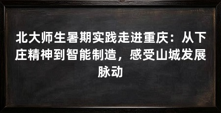 北大师生暑期实践走进重庆：从下庄精神到智能制造，感受山城发展脉动