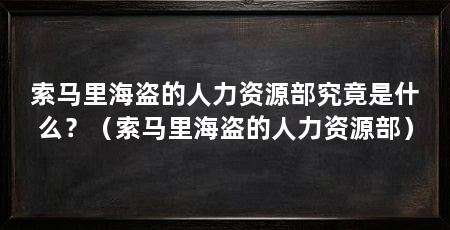 索马里海盗的人力资源部究竟是什么?(索马里海盗的人力资源部)
