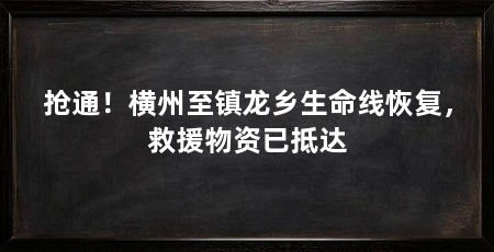 抢通!横州至镇龙乡生命线恢复,救援物资已抵达