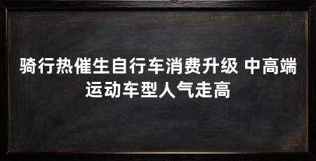 骑行热催生自行车消费升级 中高端运动车型人气走高