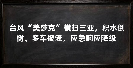 台风“美莎克”横扫三亚，积水倒树、多车被淹，应急响应降级