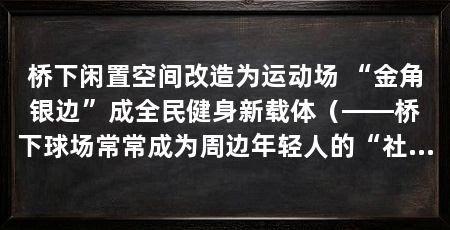 桥下闲置空间改造为运动场 “金角银边”成全民健身新载体（——桥下球场常常成为周边年轻人的“社交据点”