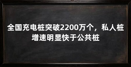 全国充电桩突破2200万个,私人桩增速明显快于公共桩
