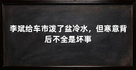 李斌给车市泼了盆冷水，但寒意背后不全是坏事