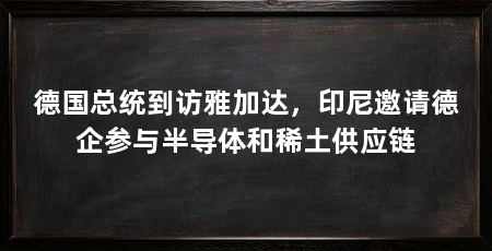 德国总统到访雅加达，印尼邀请德企参与半导体和稀土供应链