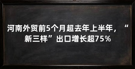 河南外贸前5个月超去年上半年，“新三样”出口增长超75%