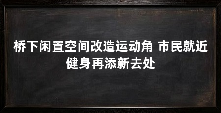 桥下闲置空间改造运动角 市民就近健身再添新去处