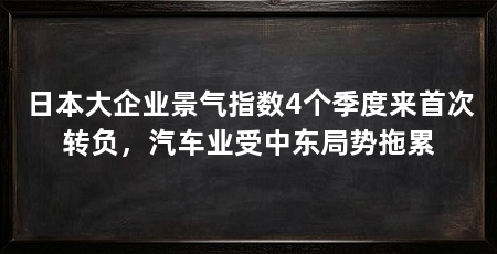 日本大企业景气指数4个季度来首次转负，汽车业受中东局势拖累