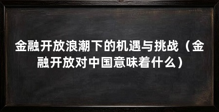 金融开放浪潮下的机遇与挑战（金融开放对中国意味着什么）