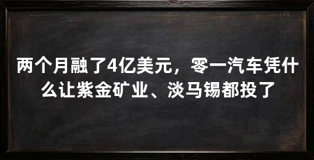 两个月融了4亿美元，零一汽车凭什么让紫金矿业、淡马锡都投了