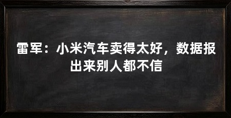 雷军：小米汽车卖得太好，数据报出来别人都不信