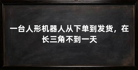 一台人形机器人从下单到发货，在长三角不到一天