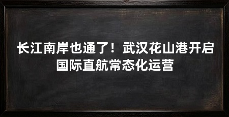 长江南岸也通了！武汉花山港开启国际直航常态化运营