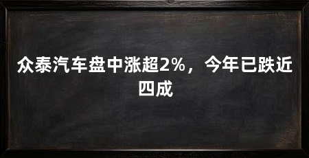 众泰汽车盘中涨超2%，今年已跌近四成